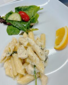 Chicken penne in an alfredo sauce